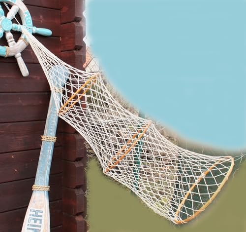 Deko Reuse 100cm x 32cm 3 Bambus Ringe Fischreuse Dekonetz + Muscheln von maritime Dekoration
