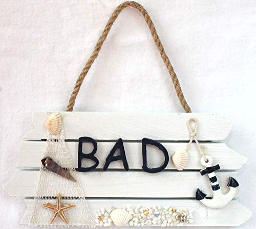 Türschild Bad Holz 28x13cm Anker Maritime Landhaus Deko von maritime Dekoration