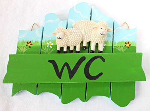 WC Türschild Serie: Deich Schafe aus Holz bunt lackiert von maritime Dekoration