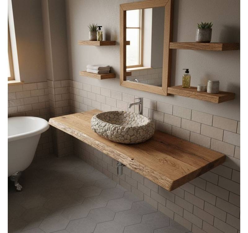 KEINerlei® Waschtischplatte Waschtischplatte Massive Eiche Alt Holz Hell KEINerlei® Waschtischplatte Waschtischplatte Massive Eiche Alt Holz Hell von KEINerlei®