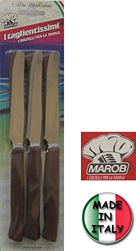 marob Tafelmesser 24tf, 6 Stück, Faltbar, Edelstahl, Holzgriff, Klassisch, Unisex, Silber/Schwarz, Einweg, Essensmesser von Marietti