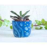 Handgemachter Blumentopf Aus Keramik, Blaue Keramikvase Für Sukkulenten Und Kräuter von marozeramics