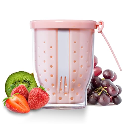 marrhorvk Salat To Go Box, 760ML Snacks To Go Becher mit Gabel & Sieb, Die Obstsalat Box Handlich Heraus (Rosa) von marrhorvk