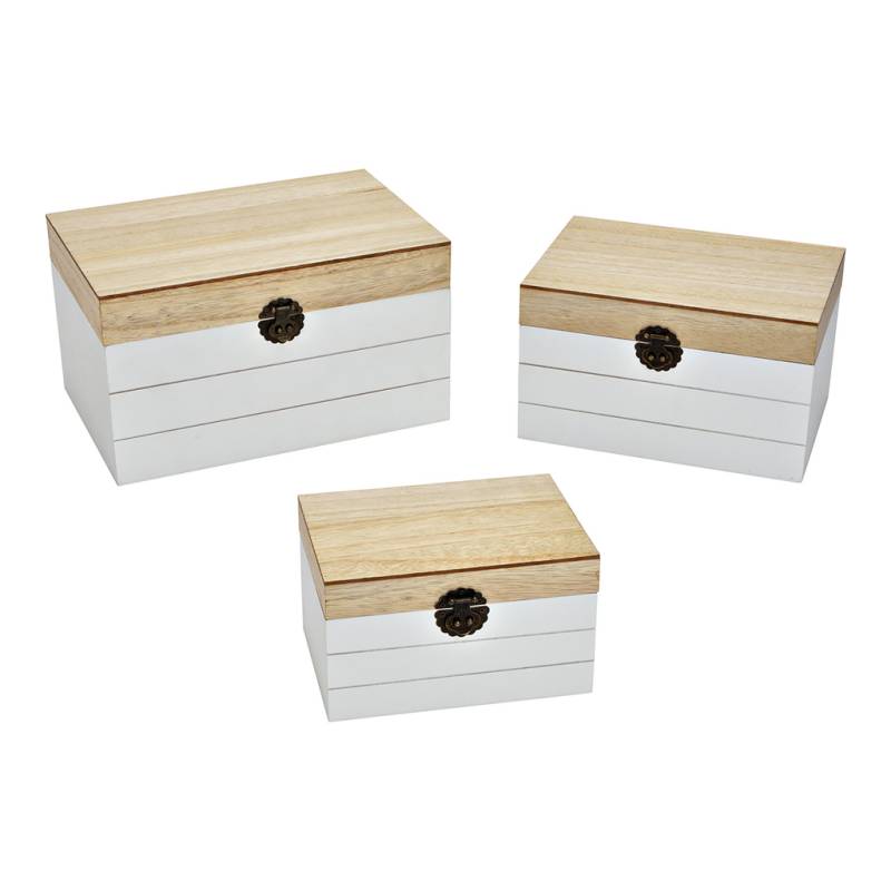 3-er Set Aufbewahrungsboxen aus Holz von massive-naturmoebel