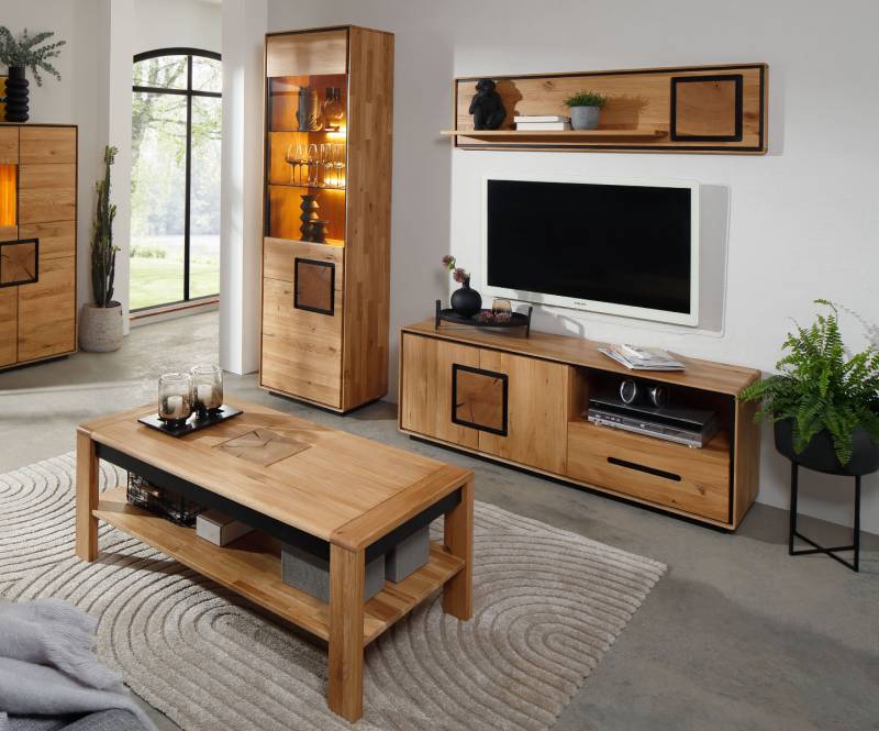 3-teilige Wohnwand Tanja in Wildeiche massiv 3-teilige Wohnwand Tanja in Wildeiche massiv von massive-naturmoebel