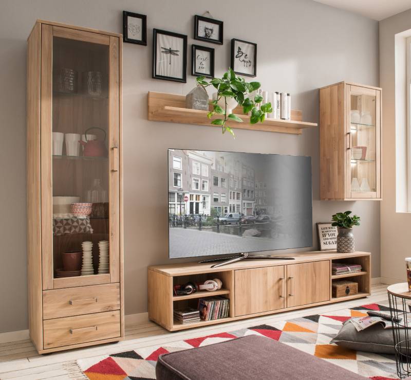 4-teilige Wohnwand Mido in Wildeiche massiv von massive-naturmoebel