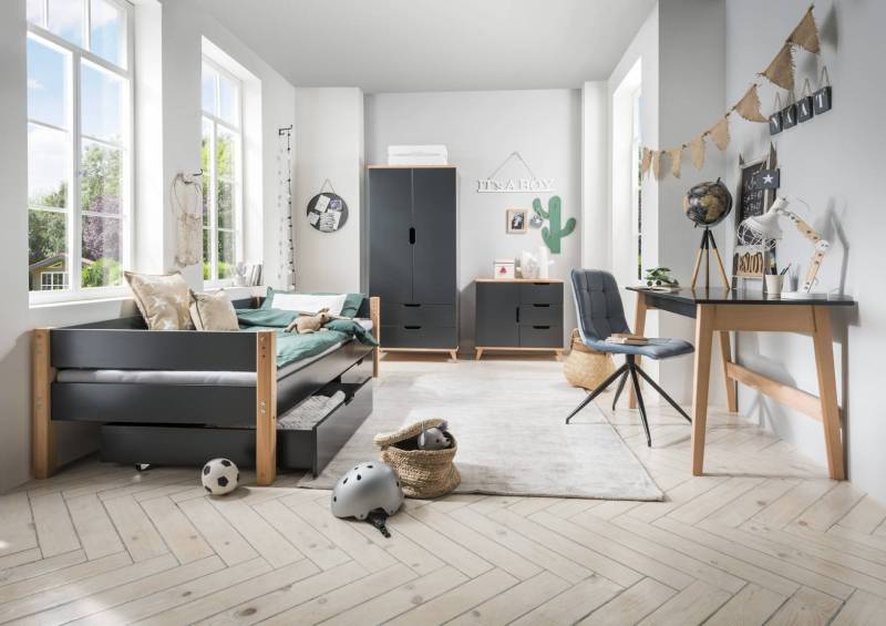 Einzelbett COLOUR in Buche anthrazit von massive-naturmoebel
