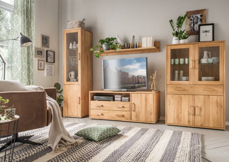 Massive Wohnwand Mido aus 4 Teilen in Wildeiche Massive Wohnwand Mido aus 4 Teilen in Wildeiche von massive-naturmoebel