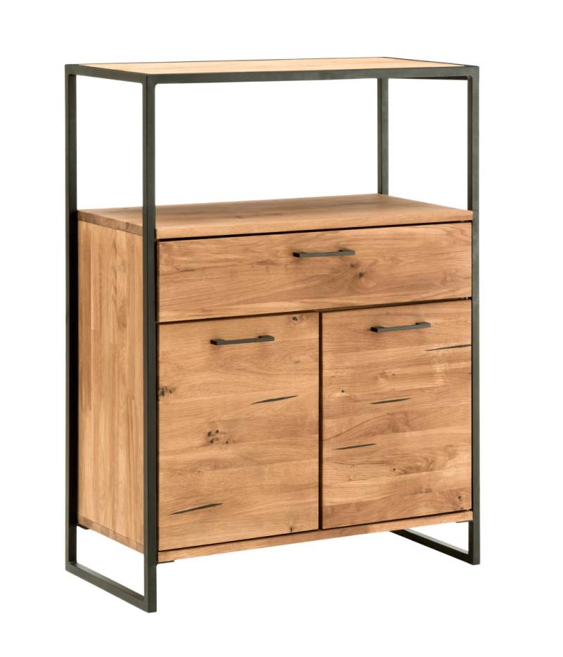 Massivholz Anrichte Fiona aus Wildeiche mit schwarzem Metallrahmen von massive-naturmoebel