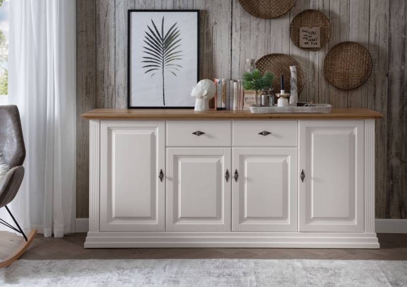 Sideboard Lord II in Kiefer massiv weiss gewachst mit Deckplatte aus massiver Eiche Sideboard Lord II in Kiefer massiv weiss gewachst mit Deckplatte aus massiver Eiche von massive-naturmoebel