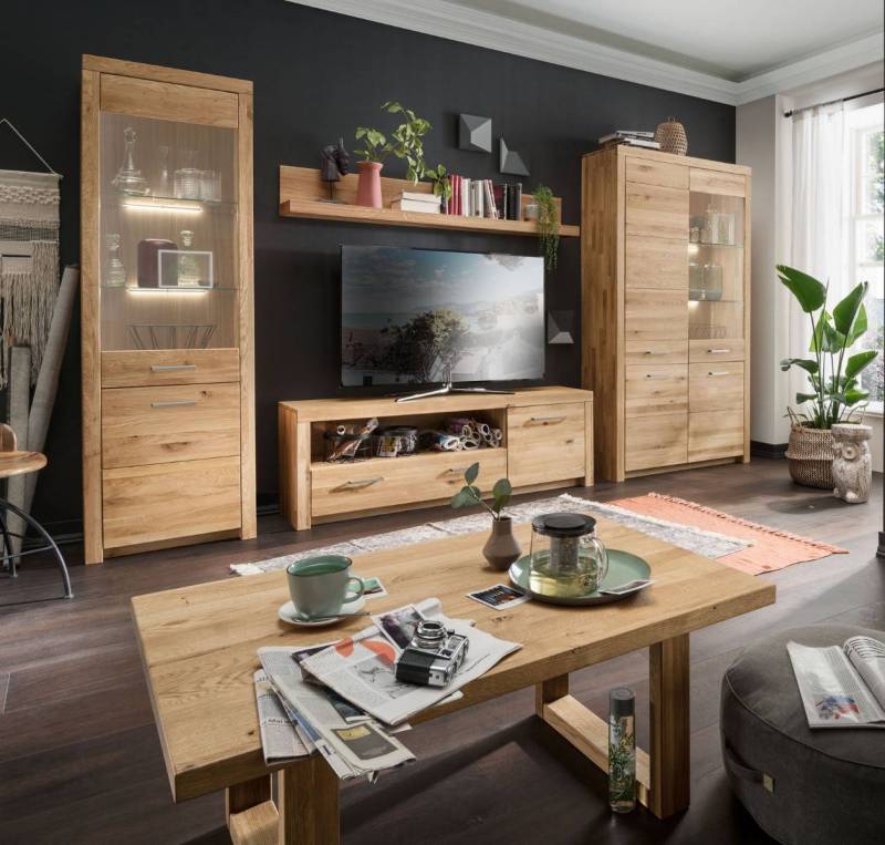 Wohnwand Laura 4-teilig in Wildeiche massiv von massive-naturmoebel