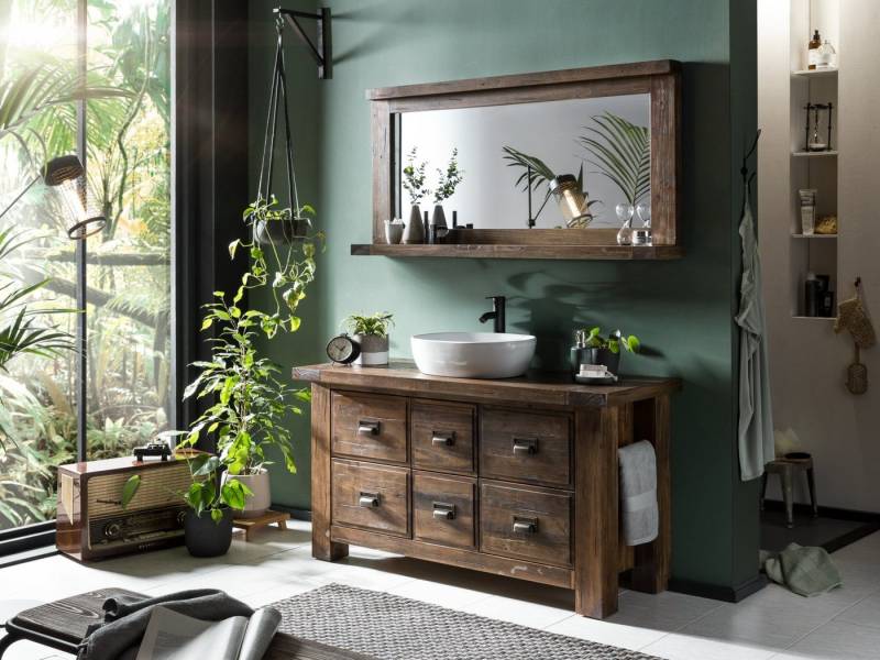 massivum Badmöbel-Set Cancun, 2-teilig mit Waschtisch und Spiegel aus Massivholz massivum Badmöbel-Set Cancun, 2-teilig mit Waschtisch und Spiegel aus Massivholz von massivum