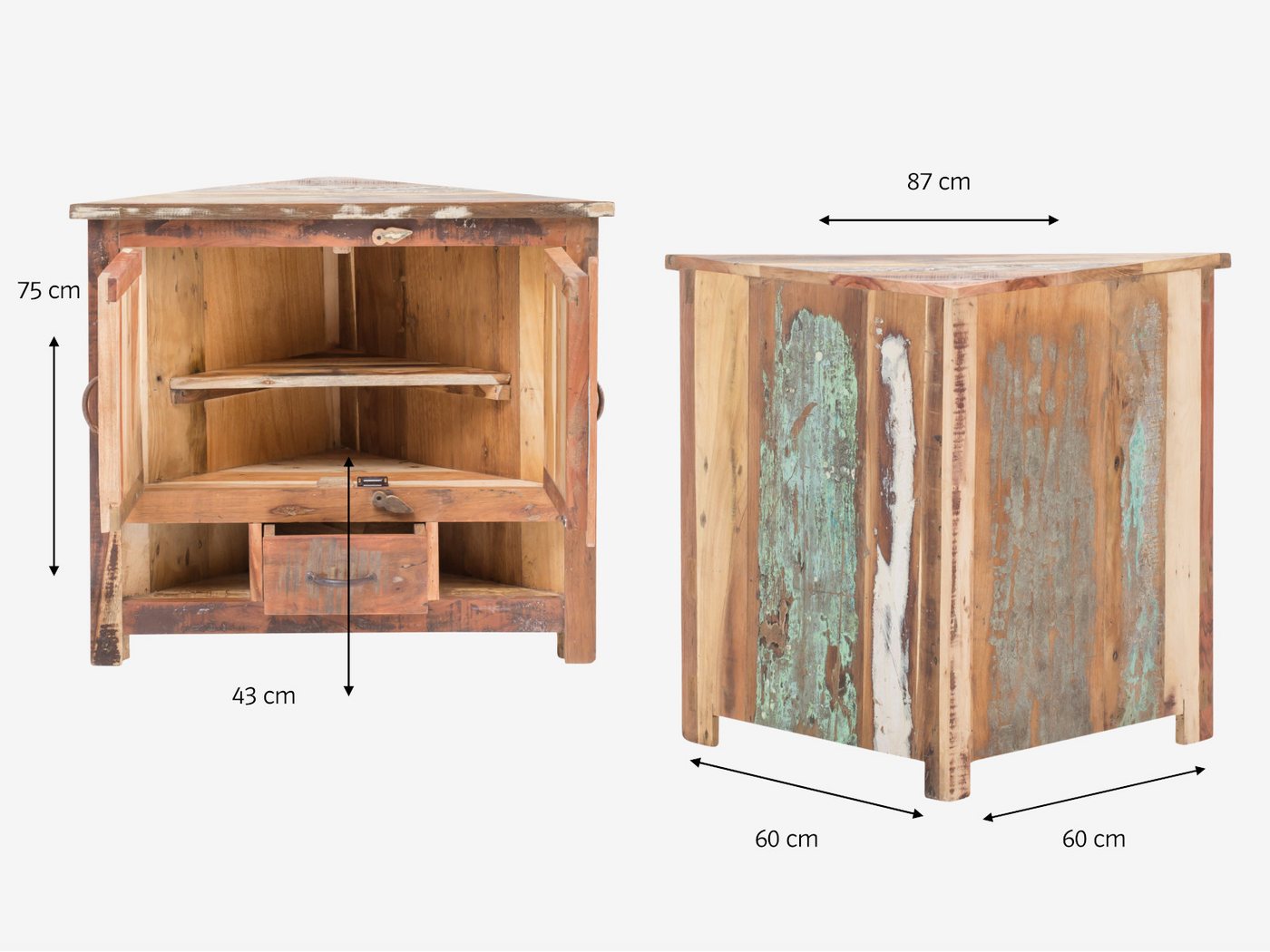 massivum Badmöbel-Set Sumana, Eck-Badset Massivholz rustikal von massivum