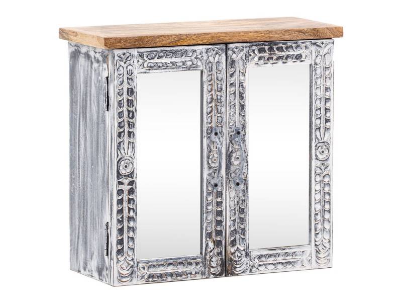 massivum Badspiegel Santa Cruz grau Wandschrank Badezimmer Massivholz (1-St) von massivum