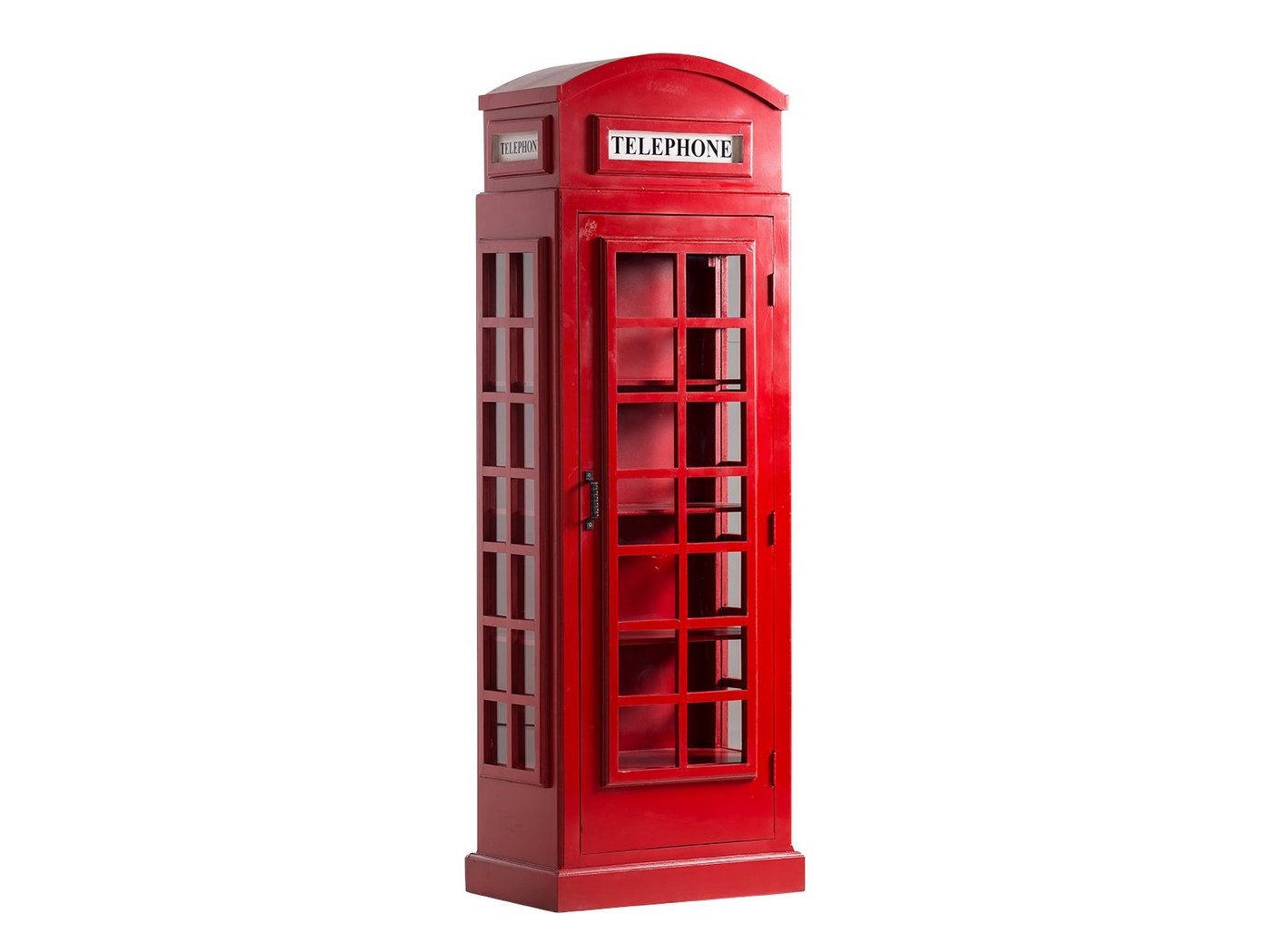 massivum Bücherregal Telefonzelle rot I London Design I Vitrine I Glasschrank von massivum