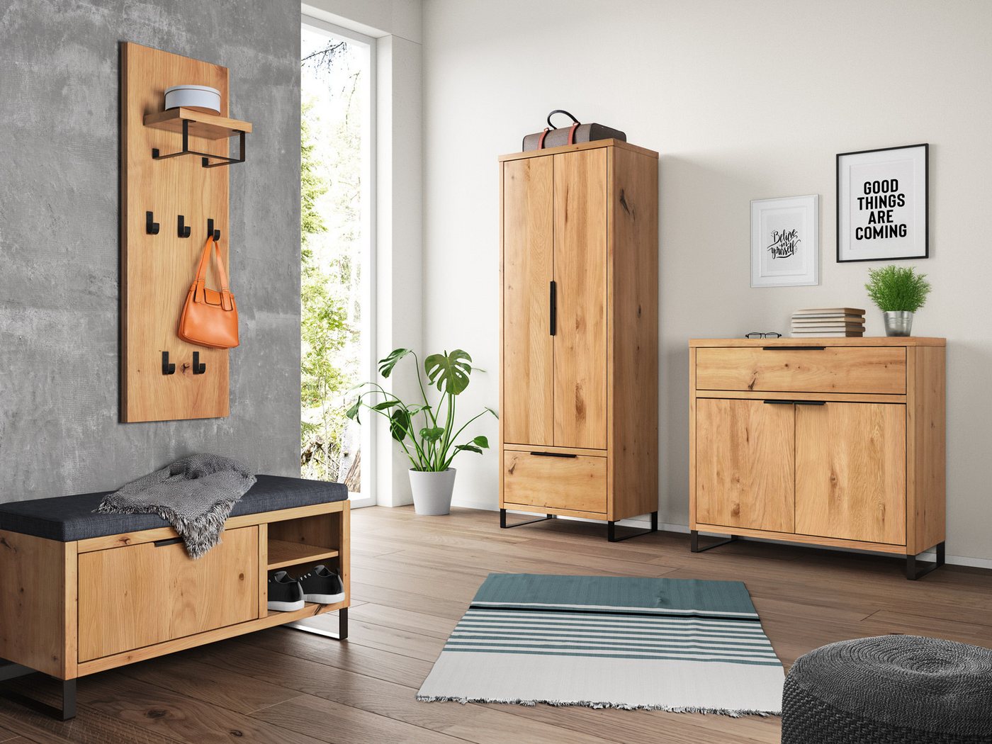 massivum Garderoben-Set Wildeiche, Flurmöbel Massivholz massivum Garderoben-Set Wildeiche, Flurmöbel Massivholz von massivum