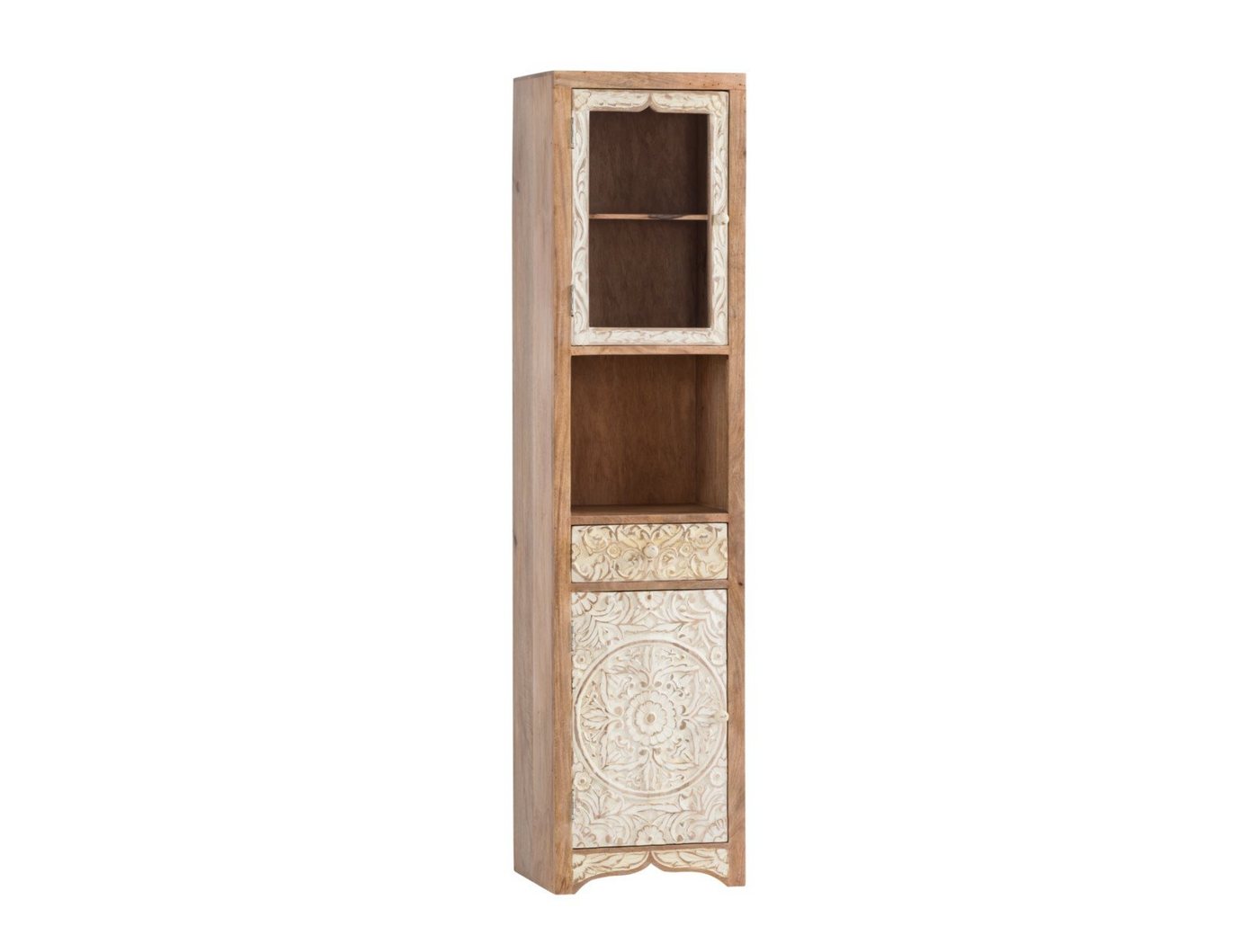 massivum Hochschrank Delhi Badschrank massiv aus Echtholz Landhausstil von massivum