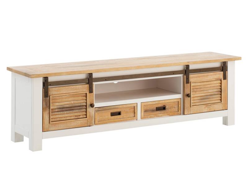 massivum Lowboard Capera TV-Bank aus Holz weiß braun (1 St) von massivum