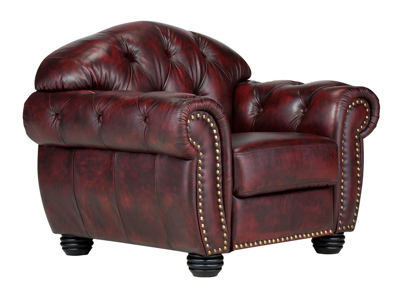 massivum Sessel Chesterfield Hereford Echtleder rot von massivum