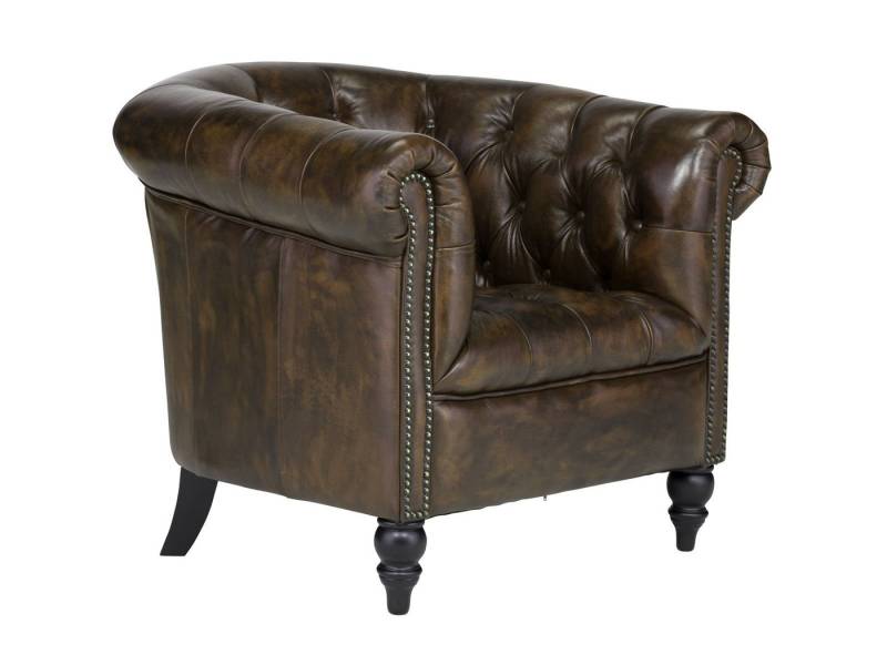 massivum Sessel Chesterfield Shelford antik braun von massivum