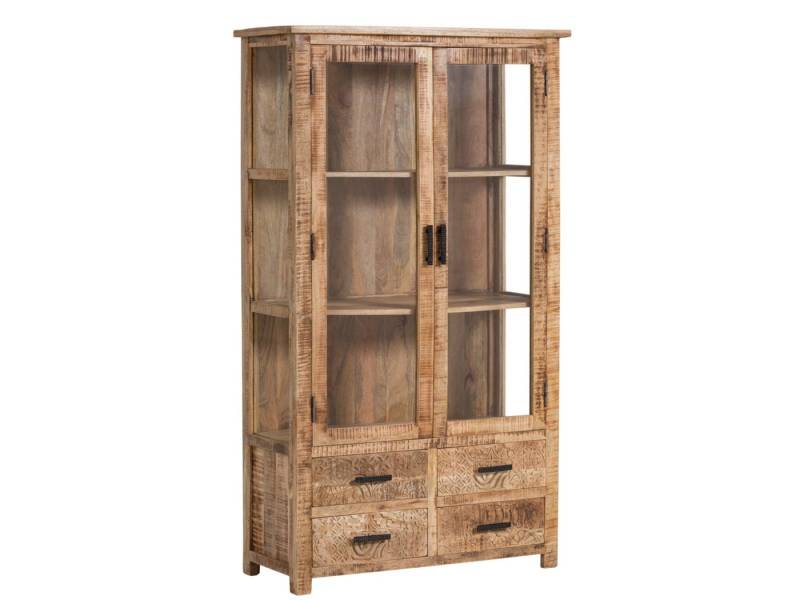 massivum Vitrine Mumbai, großer Glaschrank aus Massivholz Für Esszimmer (1-St) von massivum