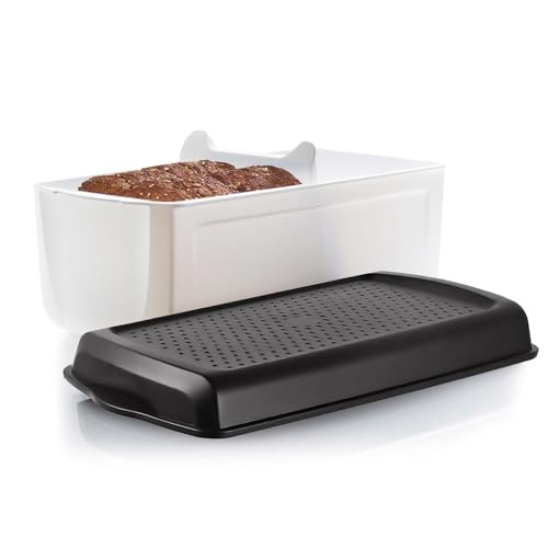 massway Brotkasten inkl. praktischem Box-Trenner, BPA-Frei, Stilvoller Brotbox mit Deckel, Brot Lange Aufbewahren und Frisch Halten - 32 x 16 x 15 cm von massway