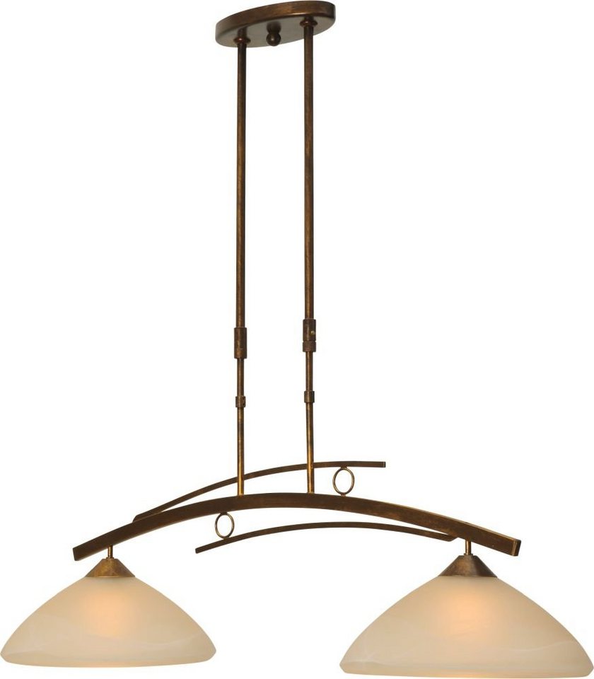 masterlight Pendelleuchte Hängelampe Hängeleuchte Bolzano 2-flammig Alabasterglas amber 90x30cm, ohne Leuchtmittel, Lichtfarbe ist abhängig vom Leuchtmittel, exklusiv und handgefertigt von masterlight