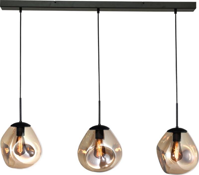 masterlight Pendelleuchte Hängelampe Hängeleuchte Lava 3-flammig Glas Gold 100x24cm, ohne Leuchtmittel, Lichtfarbe ist abhängig vom Leuchtmittel, exklusiv und handgefertigt von masterlight
