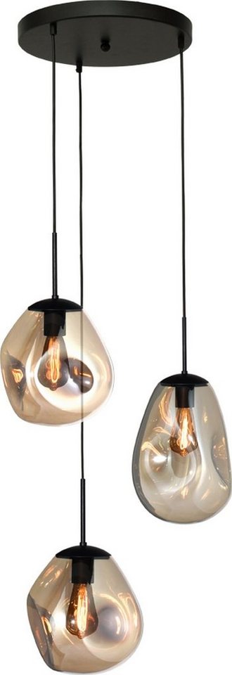 masterlight Pendelleuchte Hängelampe Hängeleuchte Lava 3-flammig Glas Gold 40x40cm, ohne Leuchtmittel, Lichtfarbe ist abhängig vom Leuchtmittel, exklusiv und handgefertigt von masterlight
