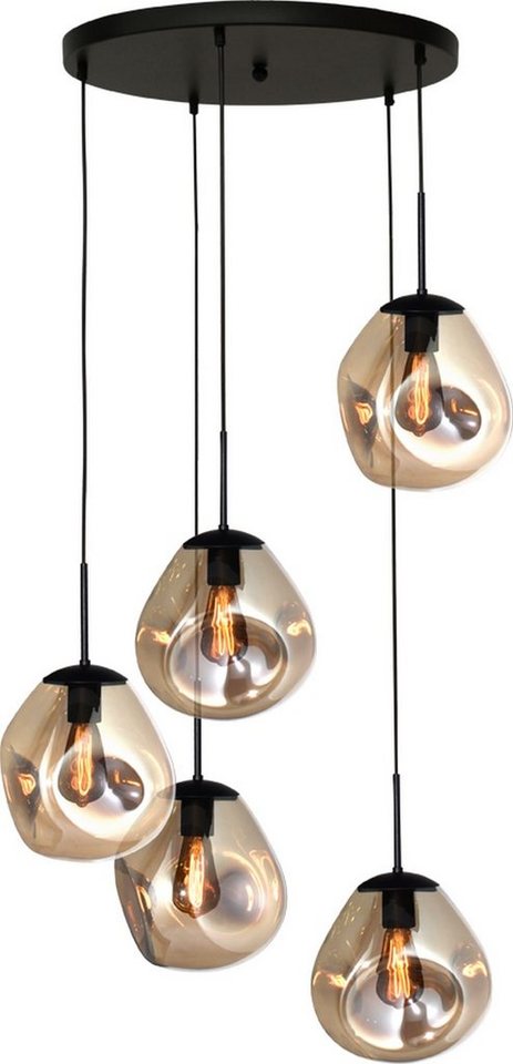 masterlight Pendelleuchte Hängelampe Hängeleuchte Lava 5-flammig Glas Gold 60x60cm, ohne Leuchtmittel, Lichtfarbe ist abhängig vom Leuchtmittel, exklusiv und handgefertigt von masterlight