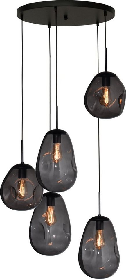 masterlight Pendelleuchte Hängelampe Hängeleuchte Lava 5-flammig Glas Grau 60x60cm, ohne Leuchtmittel, Lichtfarbe ist abhängig vom Leuchtmittel, exklusiv und handgefertigt von masterlight