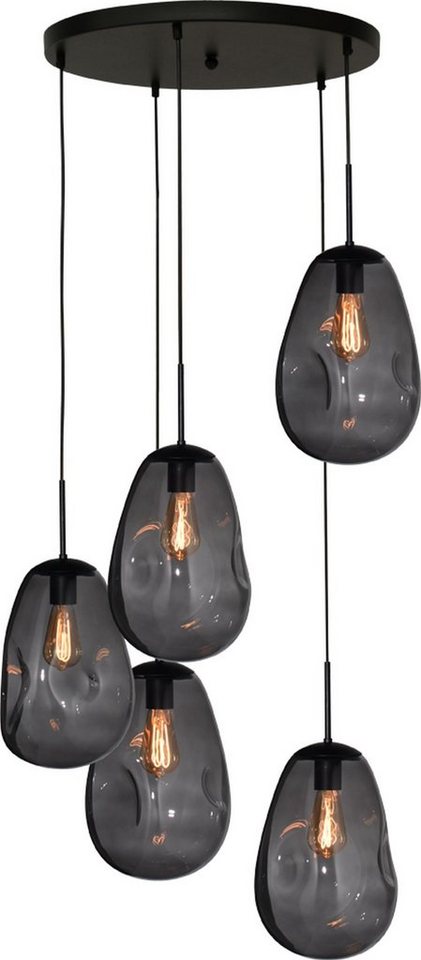 masterlight Pendelleuchte Hängelampe Hängeleuchte Lava 5-flammig Glas Grau 60x60cm, ohne Leuchtmittel, Lichtfarbe ist abhängig vom Leuchtmittel, exklusiv und handgefertigt von masterlight