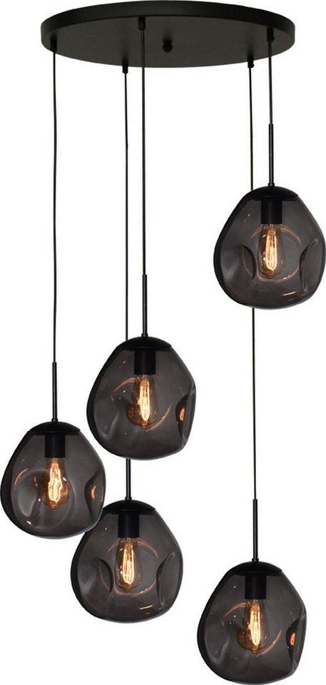 masterlight Pendelleuchte Hängelampe Hängeleuchte Lava 5-flammig Glas Grau 60x60cm, ohne Leuchtmittel, Lichtfarbe ist abhängig vom Leuchtmittel, exklusiv und handgefertigt von masterlight