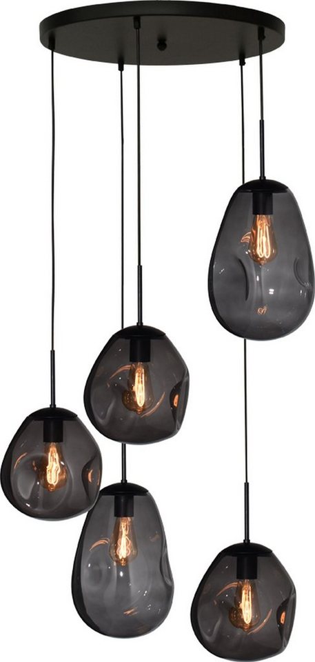 masterlight Pendelleuchte Hängelampe Hängeleuchte Lava 5-flammig Glas Grau 60x60cm, ohne Leuchtmittel, Lichtfarbe ist abhängig vom Leuchtmittel, exklusiv und handgefertigt von masterlight