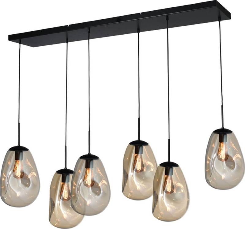 masterlight Pendelleuchte Hängelampe Hängeleuchte Lava 6-flammig Glas Gold 130x35cm, ohne Leuchtmittel, Lichtfarbe ist abhängig vom Leuchtmittel, exklusiv und handgefertigt von masterlight