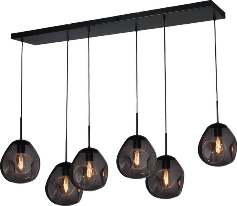 masterlight Pendelleuchte Hängelampe Hängeleuchte Lava 6-flammig Glas Grau 130x35cm, ohne Leuchtmittel, Lichtfarbe ist abhängig vom Leuchtmittel, exklusiv und handgefertigt von masterlight