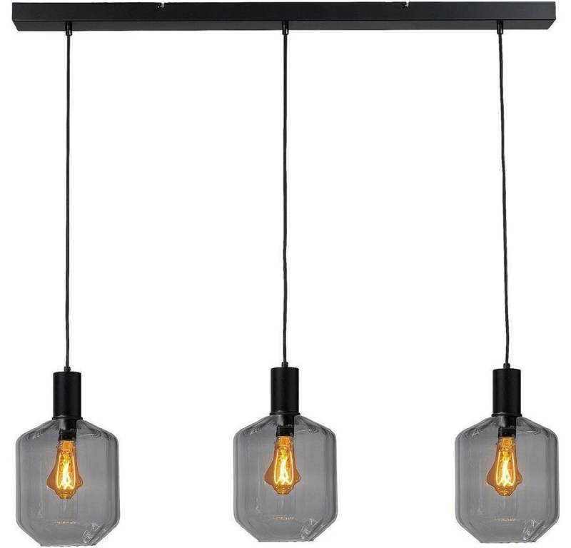 masterlight Pendelleuchte Hängelampe Hängeleuchte Porto 3-flammig Glas Schwarz 100x19cm, ohne Leuchtmittel, Lichtfarbe ist abhängig vom Leuchtmittel, exklusiv und handgefertigt von masterlight