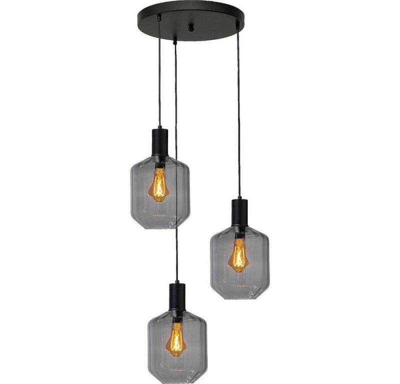 masterlight Pendelleuchte Hängelampe Hängeleuchte Porto 3-flammig Glas Schwarz-Transparent Ø45cm, ohne Leuchtmittel, Lichtfarbe ist abhängig vom Leuchtmittel, exklusiv und handgefertigt von masterlight