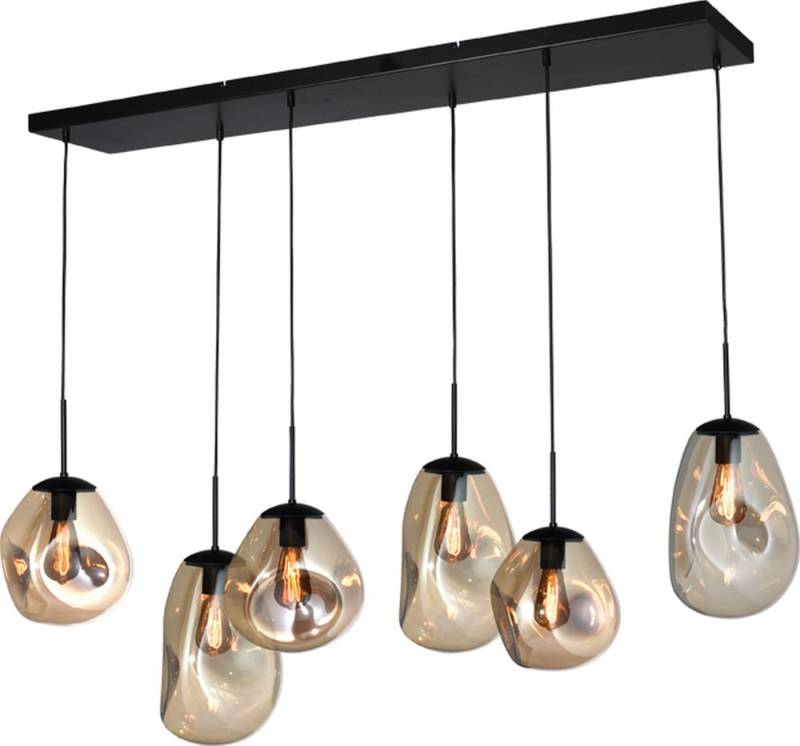 masterlight Pendelleuchte Hängelampe Hängeleuchte Lava 6-flammig Glas Gold 130x35cm, ohne Leuchtmittel, Lichtfarbe ist abhängig vom Leuchtmittel, exklusiv und handgefertigt von masterlight