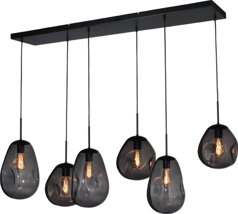 masterlight Pendelleuchte Hängelampe Hängeleuchte Lava 6-flammig Glas Grau 130x35cm, Leuchtmittel nicht enthalten, Lichtfarbe ist abhängig vom Leuchtmittel, exklusiv und handgefertigt von masterlight