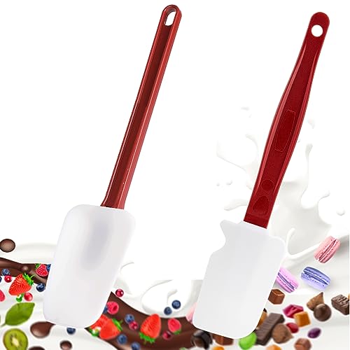 2 Stücke Silikon Spatel Küche & Teigschaber Hitzebeständig, Spatel zum Kochen Spachtel, Gummispachtel Küche, Kuchenspatel, Nahtloses Einteiliges Design für Kochen Backen Mischen 26cm von masteymoh