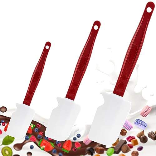 3 Stücke Silikon Spatel zum Kochen Spachtel Küche Pfannenwender Gummispachtel Kuchenspatel, Nahtloses Einteiliges Design für Kochen Backen Mischen (Spateln 26cm/36cm/42cm(S/M/L)) von masteymoh