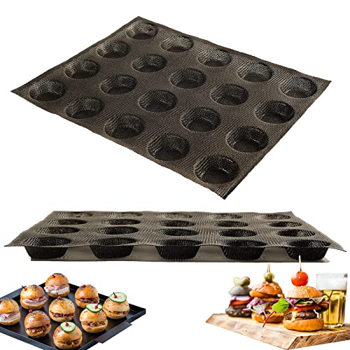 Hamburger Form, Hamburger Buns Backform, Burger Buns Backform Mini Perforierte Hamburger Formen, Hamburger Brötchenpfanne zum Backen, mit Nadellöchern für bessere Luftzirkulation (20-Mulden) von masteymoh