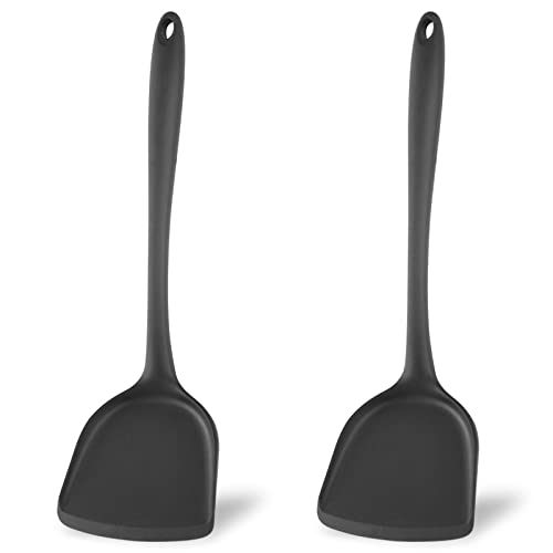 Silikon-Wok-Spatel 2er-Set - Antihaft-Kochgeschirr, Hohe Hitzebeständigkeit, Premium-Flexible Gummi-Spatel, Bratspatel (2 Schwarz) von masteymoh