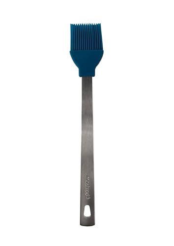 Mastrad - Küchenpinsel aus Edelstahl und Silikon – abnehmbarer Kopf und Griff aus Stahl – hitzebeständig (300 °C) – spülmaschinenfest – Blau von mastrad