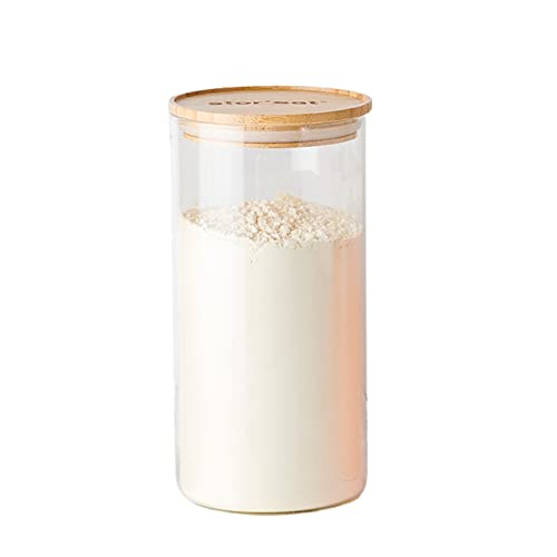 Mastrad Stor'Eat Aufbewahrungsglas, Borosilikatglas, widerstandsfähig, schützt vor Feuchtigkeit, luftdichter Deckel, Farbe Bambus, BPA-frei, 1750 ml von mastrad