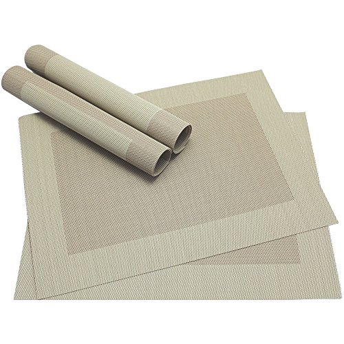 Abwaschbare Tischsets 4er Set in beige - Platzsets als rutschfeste und hitzebeständige Deko Esstisch Unterlagen in 46 x 33 cm - Tisch Platzdeckchen aus abwischbarem PVC für Tischdeko von matches21 HOME & HOBBY