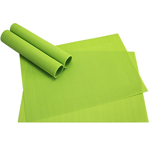 Abwaschbare Tischsets 4er Set in grün - Platzsets als rutschfeste und hitzebeständige Deko Esstisch Unterlagen in 46 x 33 cm - Tisch Platzdeckchen aus abwischbarem PVC für Tischdeko Abwaschbare Tischsets 4er Set in grün - Platzsets als rutschfeste und hitzebeständige Deko Esstisch Unterlagen in 46 x 33 cm - Tisch Platzdeckchen aus abwischbarem PVC für Tischdeko von matches21 HOME & HOBBY