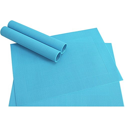 Abwaschbare Tischsets 4er Set in türkis blau - Platzsets als rutschfeste und hitzebeständige Deko Esstisch Unterlagen in 46 x 33 cm - Tisch Platzdeckchen aus abwischbarem PVC für Tischdeko von matches21 HOME & HOBBY