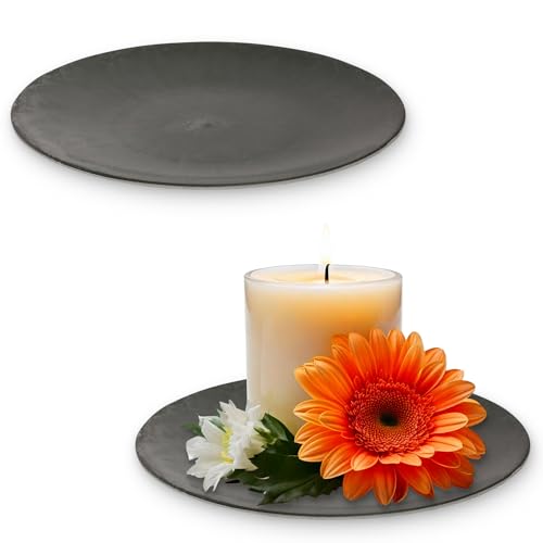 Deko-Teller 2er Set 22 cm in schwarz marmoriert - Flache Teller als Tischdeko Kerzenteller von matches21 HOME & HOBBY